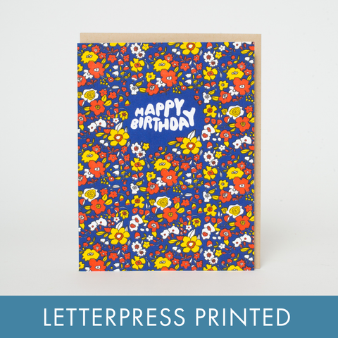Egg Press Card Birthday Calico Floral