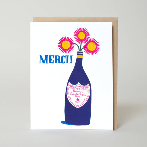 Egg Press Thank You Card Merci Champagne