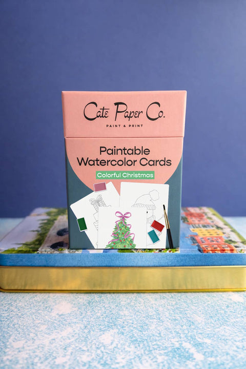 Cate Paper Co. Paintable Watercolor Card Deck - Colorful Christmas