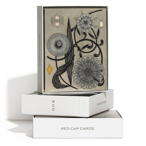 Red Cap Card Floral Geometry