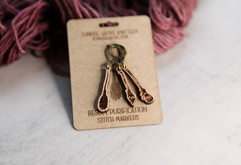 Sunrise Grove Knitting Progress Keepers & Stitch Markers Broom Shape