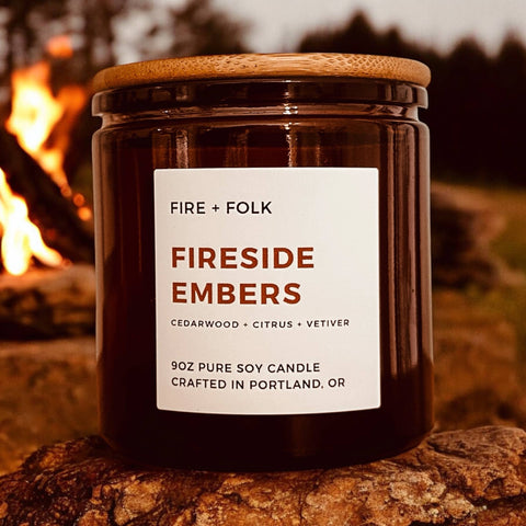 Fire + Folk 9oz Pure Soy Candle Fireside Embers