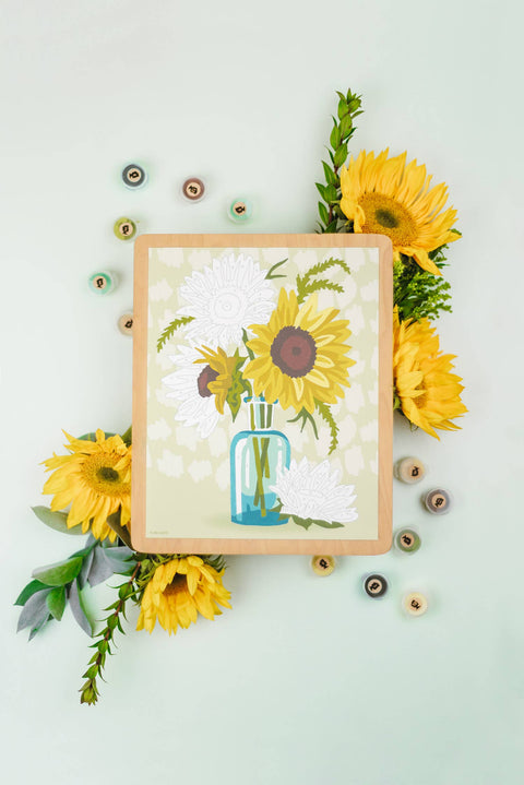 Elle Cree Sunflowers in Vase (Yellow) PBN Kit