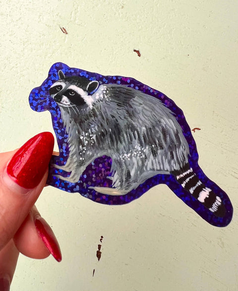 Katie Daisy Raccoon Glitter Sticker
