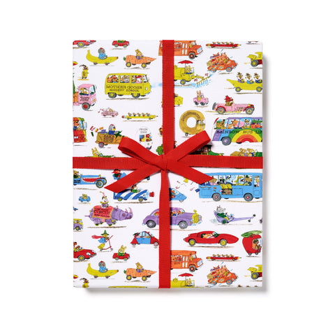 Red Cap Cards Wrapping Paper Richard Scarry Busytown Cars