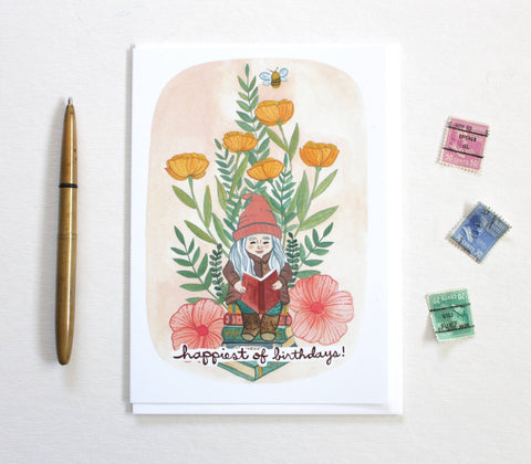 michele maule Birthday Card Reading Garden Gnome