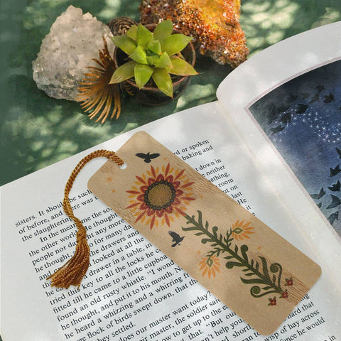 Little Gold Fox Wood Bookmark Sunflower