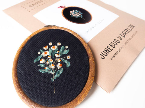 Junebug and Darlin Cross Stitch Kit Moonlit Daisy