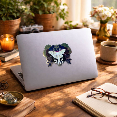 Little Gold Fox Sticker Luna Moth Mirror