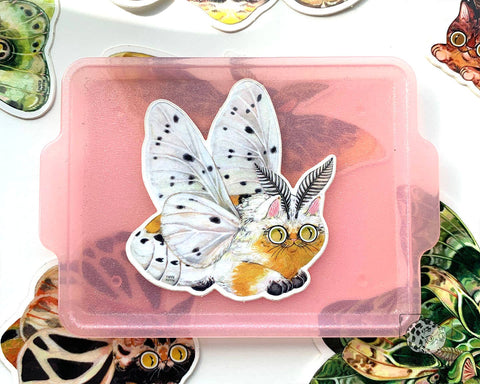 Paper Puffin Sticker Moth Cat Sticker "Sunny Smile"