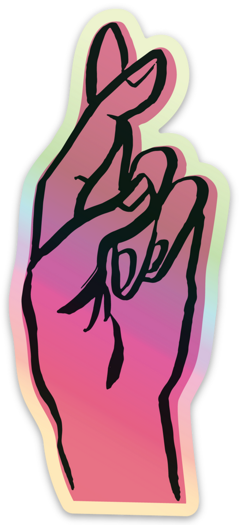 Pier Six Press Sticker Fingers Crossed