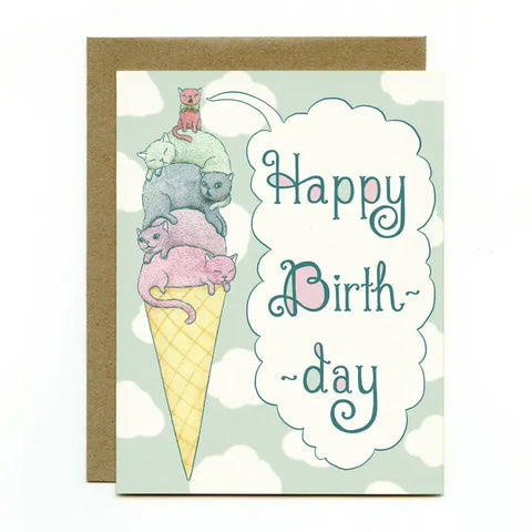 Bee's Knees Ice Cream Cats Birthday Card