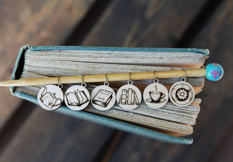 Sunrise Grove Stitch Markers Books & Coffee