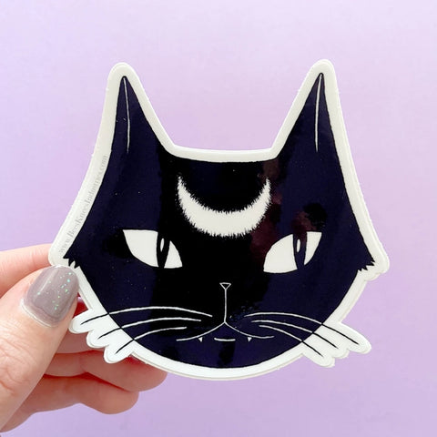 Bee's Knees Black Lunar Cat Vinyl Sticker