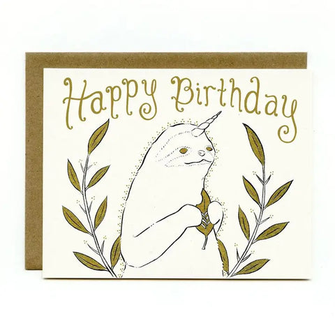 Bee's Knees Slothicorn Birthday Card