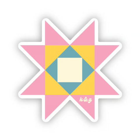 Knit & Gather Sticker Holographic Quilt Star Pink