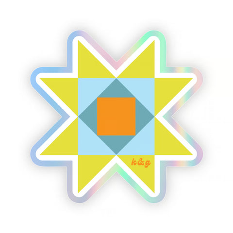 Knit & Gather Sticker Holographic Quilt Star Yellow
