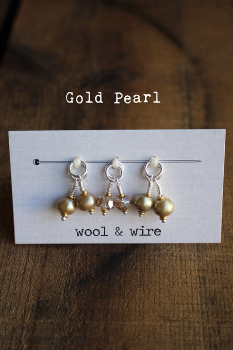 NNK Wool & Wire Crystal & Pearl Mini  Gold