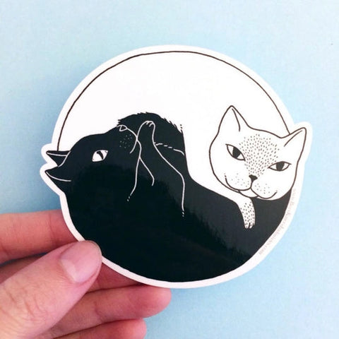Bee's Knees Sticker Yin Yang Cats Vinyl
